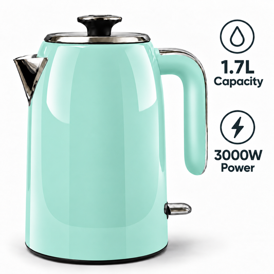 Bistro Chef 1.7L Electric Kettle 3000W Fast Boil Cordless Jug - Green