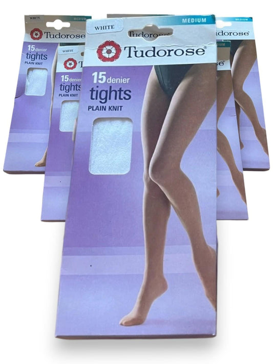 Tudorose 15 Denier Tights Plain Knit - White, Medium