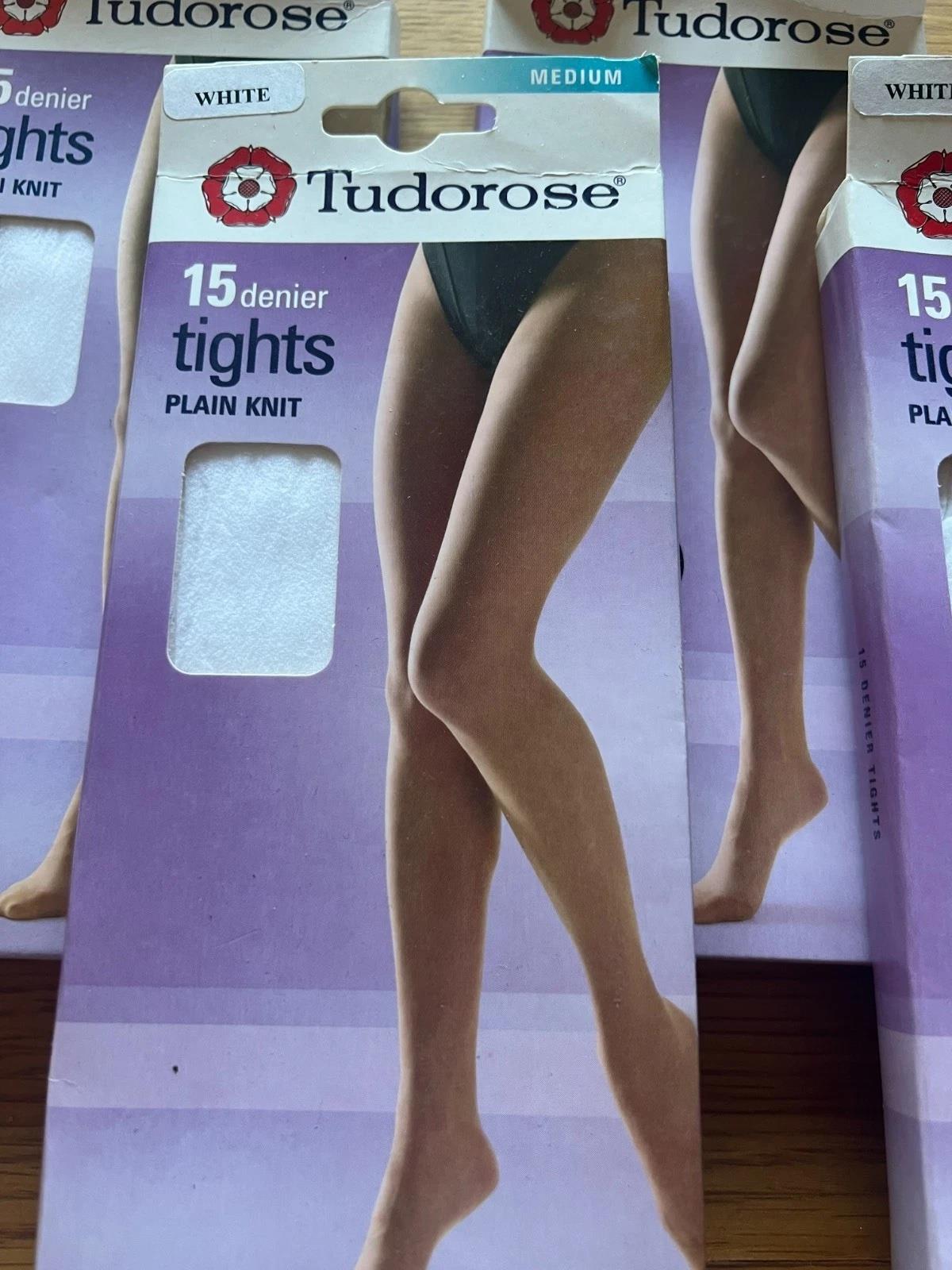 Tudorose 15 Denier Tights Plain Knit - White, Medium