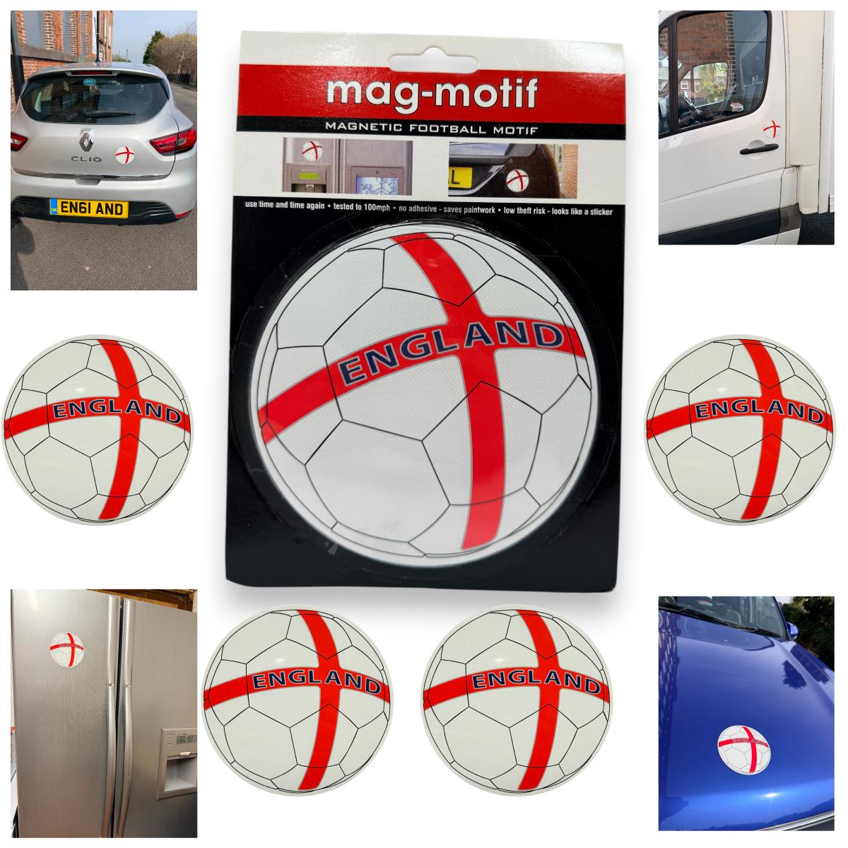 England Euro World Cup Car Magnet Football Supporters Flag Badge Decal 12cm