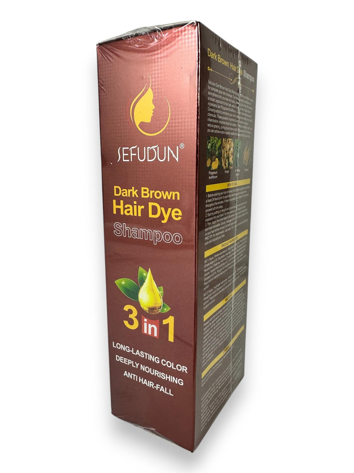 Hair Dye Shampoo, Hair Color Shampoo 3 in 1, Natural Black Hair Color Solution for Women & Men, Long Lasting, Herbal Formula Deeply Nourishing (Dark Brown)