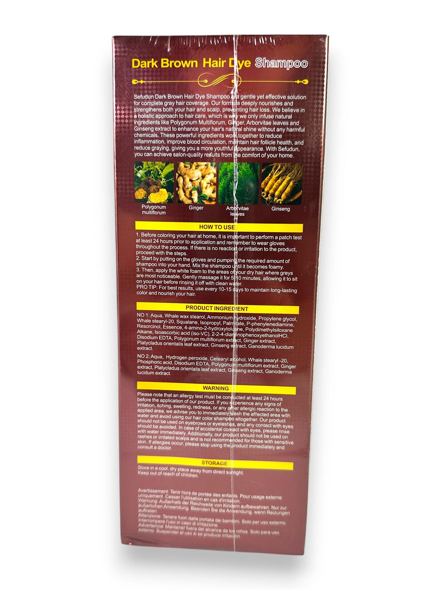 Hair Dye Shampoo, Hair Color Shampoo 3 in 1, Natural Black Hair Color Solution for Women & Men, Long Lasting, Herbal Formula Deeply Nourishing (Dark Brown)