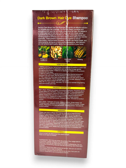Hair Dye Shampoo, Hair Color Shampoo 3 in 1, Natural Black Hair Color Solution for Women & Men, Long Lasting, Herbal Formula Deeply Nourishing (Dark Brown)