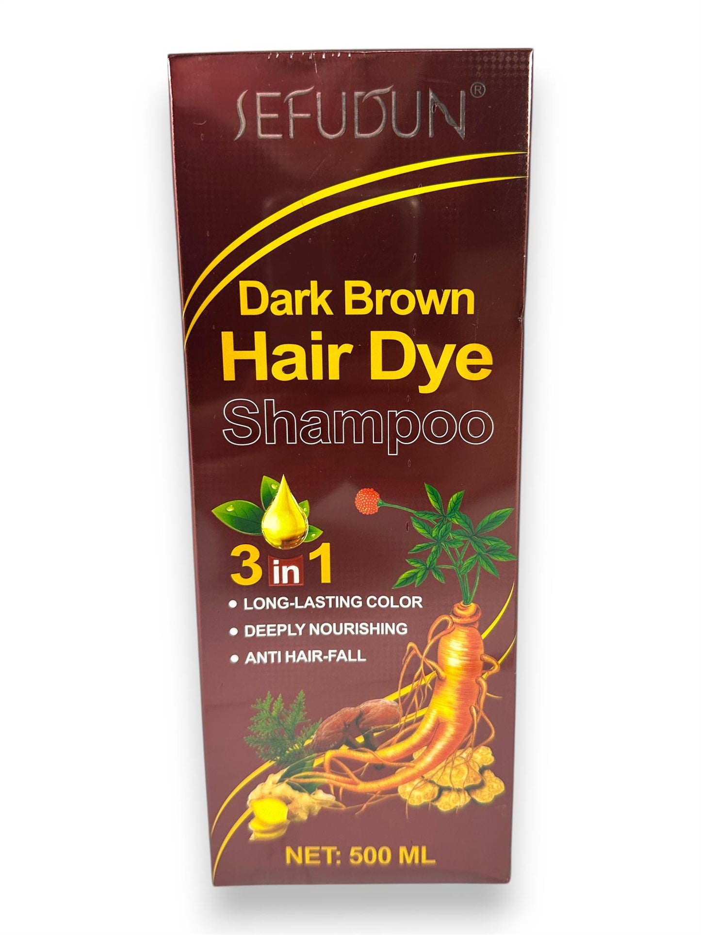 Hair Dye Shampoo, Hair Color Shampoo 3 in 1, Natural Black Hair Color Solution for Women & Men, Long Lasting, Herbal Formula Deeply Nourishing (Dark Brown)