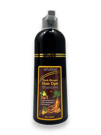 Hair Dye Shampoo, Hair Color Shampoo 3 in 1, Natural Black Hair Color Solution for Women & Men, Long Lasting, Herbal Formula Deeply Nourishing (Dark Brown)
