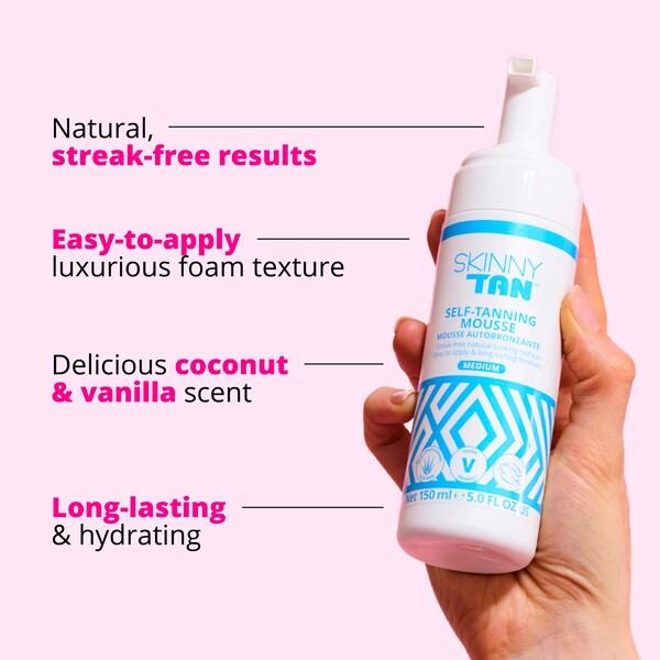 Skinny Tan Dark Mousse 150ml – Natural-Looking Fake Tan, Coconut & Vanilla