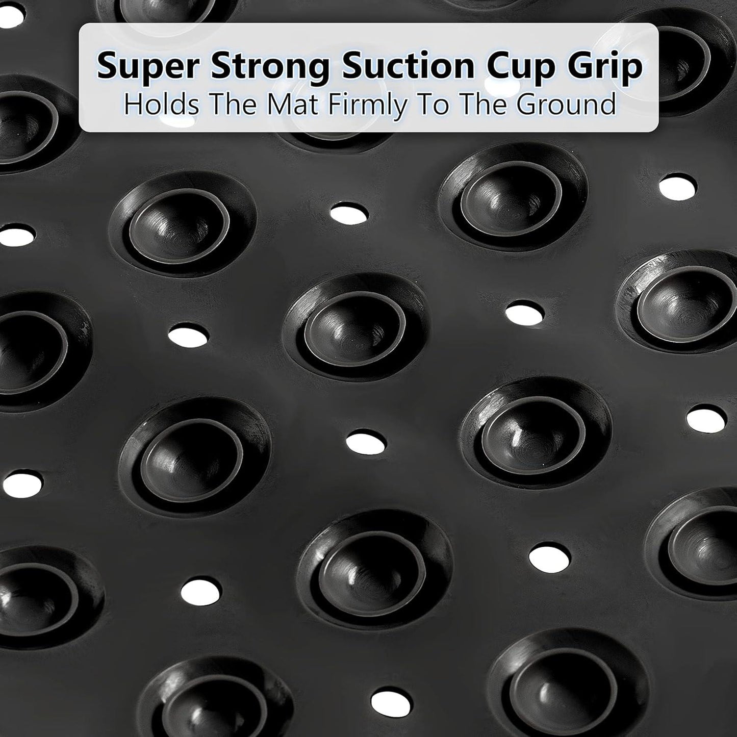 Non Slip Bath Mat 100x40cm – Black Shower Mat with Suction Cups & Drain Holes