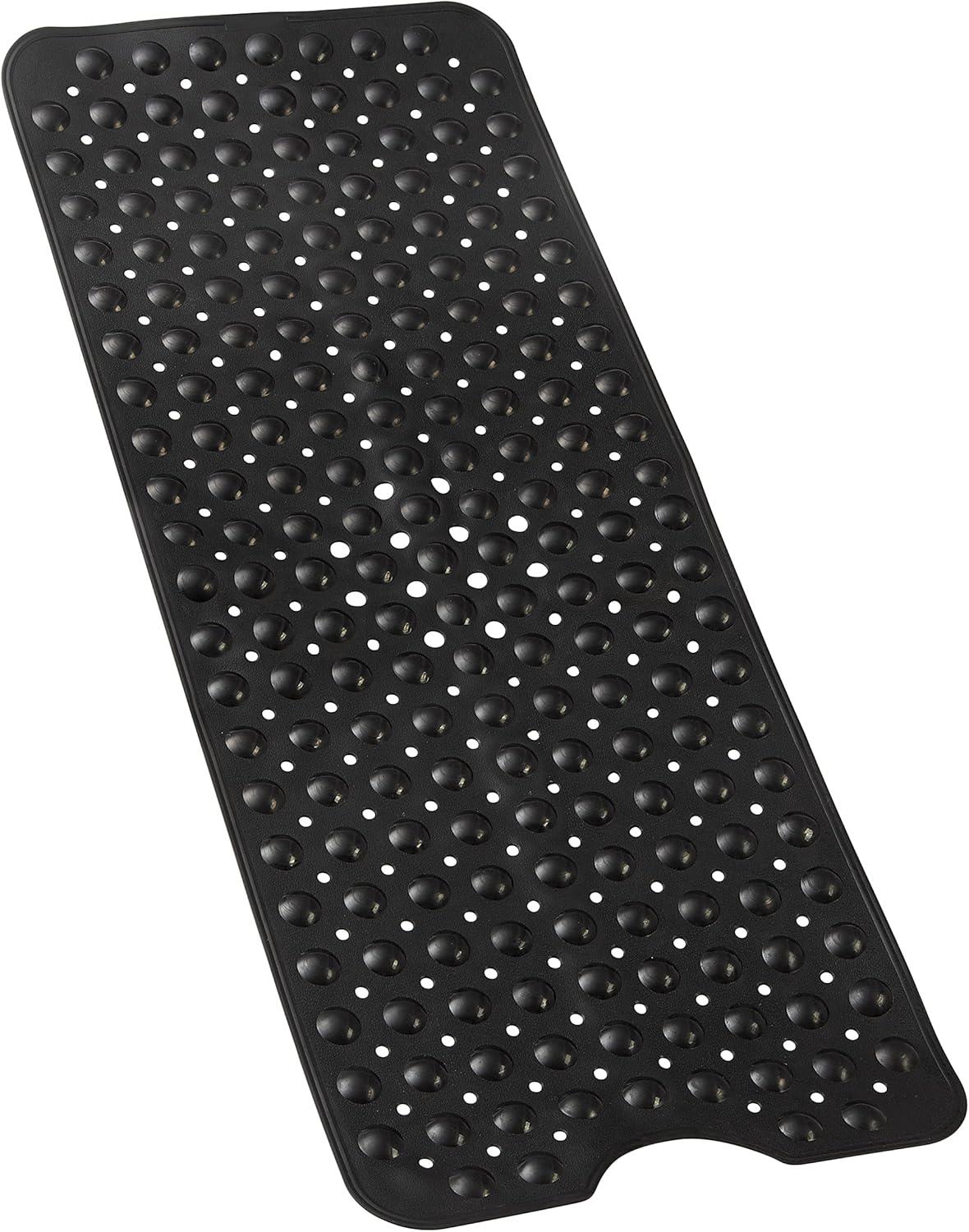 Non Slip Bath Mat 100x40cm – Black Shower Mat with Suction Cups & Drain Holes