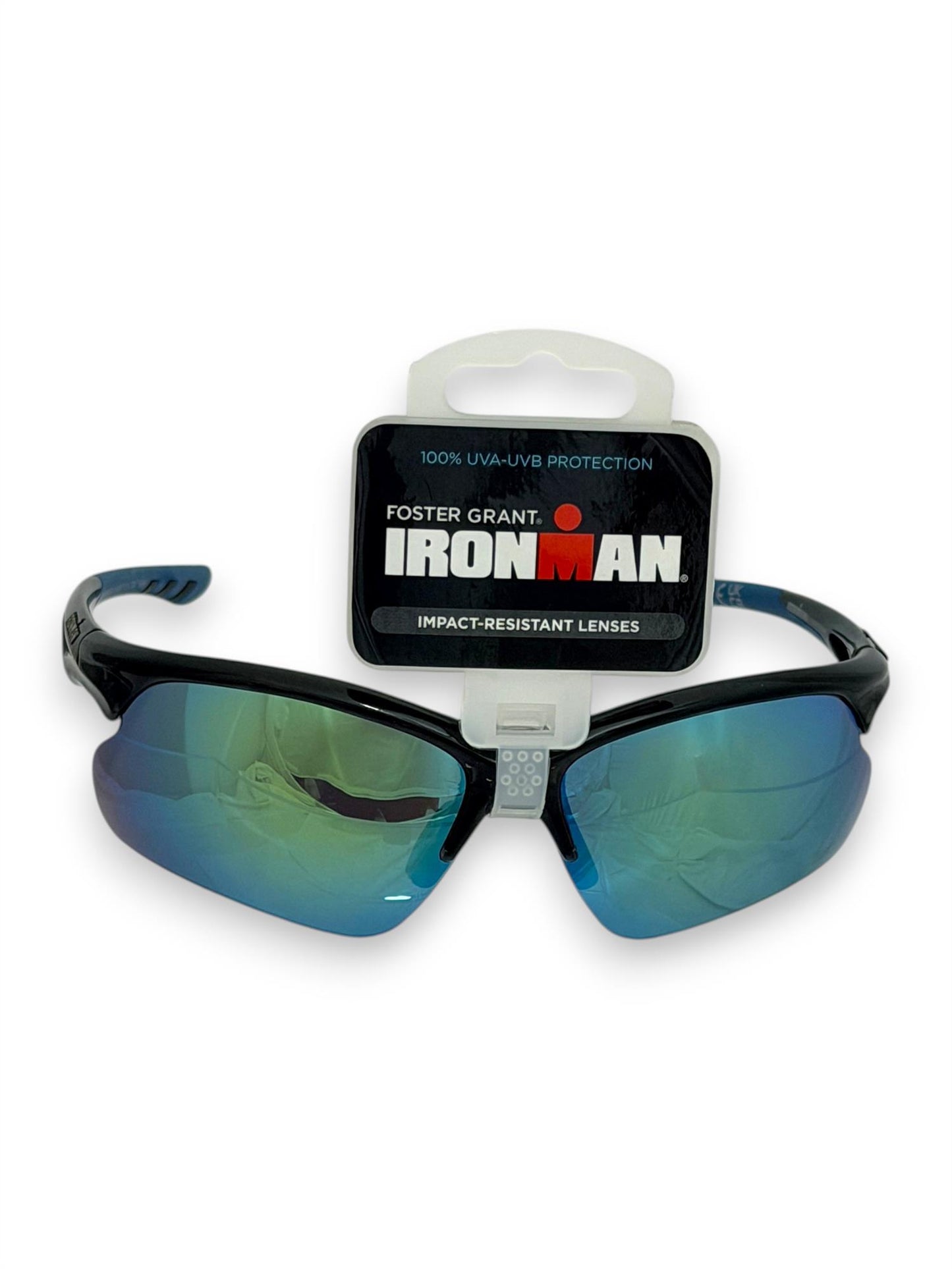 Foster Grant Ironman Sunglasses – Blue & Black Frame with Reflective Lenses
