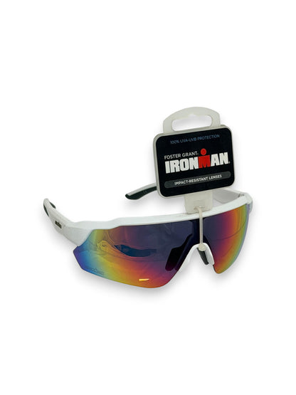 Foster Grant Ironman Sunglasses White Poly Reflective UV400 Sports Shades