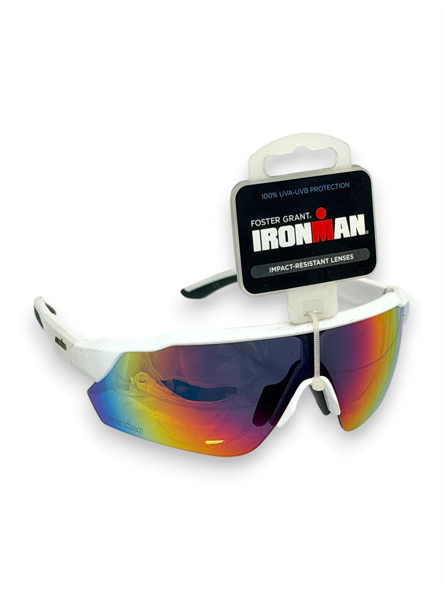 Foster Grant Ironman Sunglasses White Poly Reflective UV400 Sports Shades