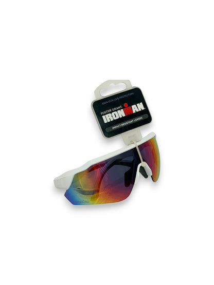 Foster Grant Ironman Sunglasses White Poly Reflective UV400 Sports Shades