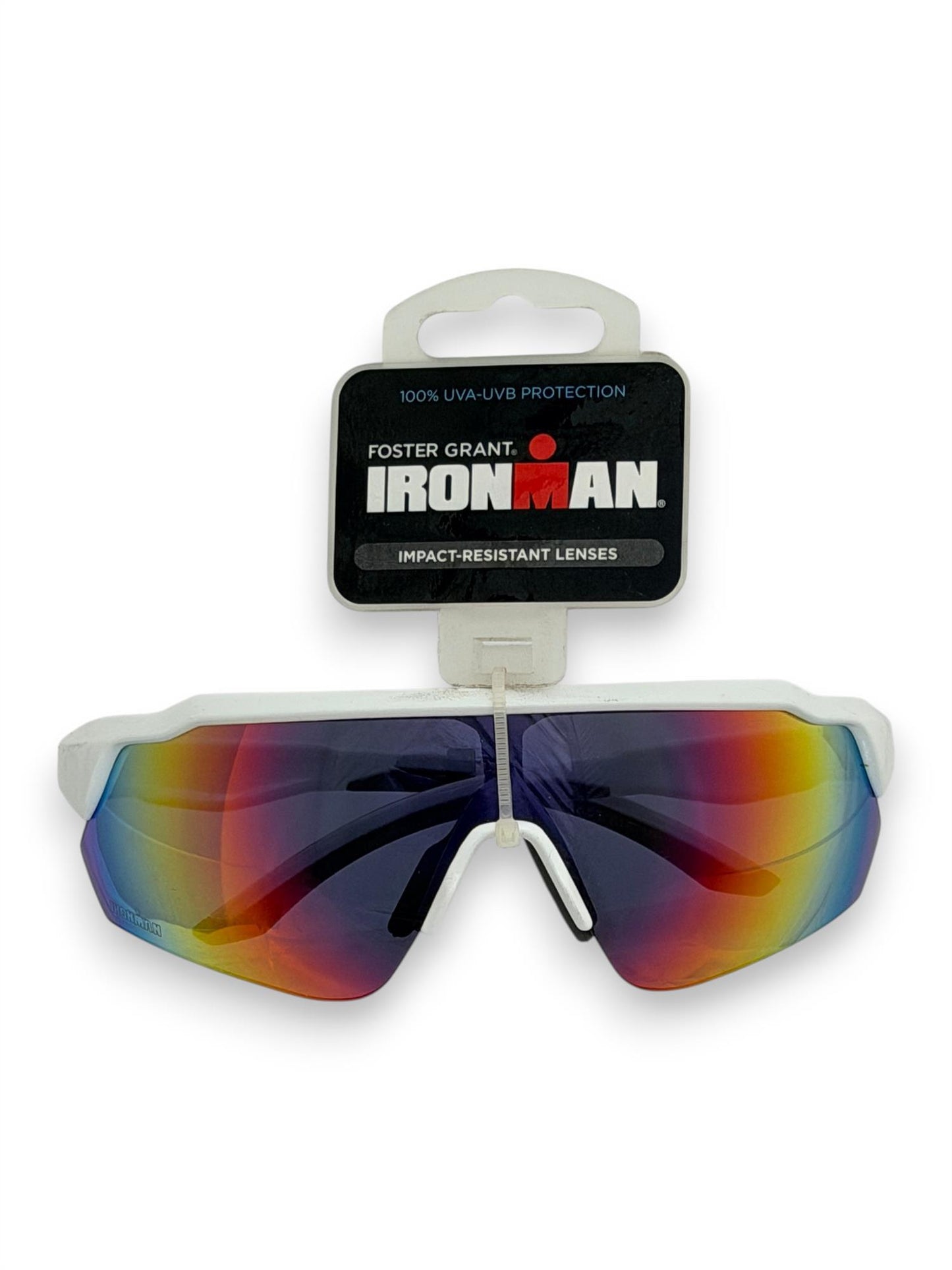 Foster Grant Ironman Sunglasses White Poly Reflective UV400 Sports Shades
