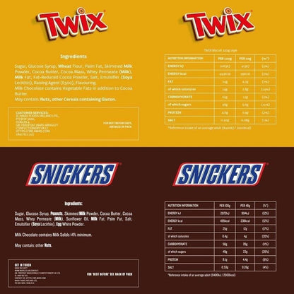 Mars Chocolate Variety Box 30 Bars Snickers Twix Bounty M&M's Maltesers