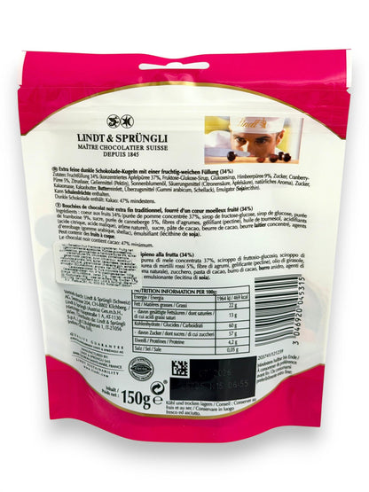 Lindt Sensation Fruit Raspberry & Cranberry Dark Chocolate 150g France