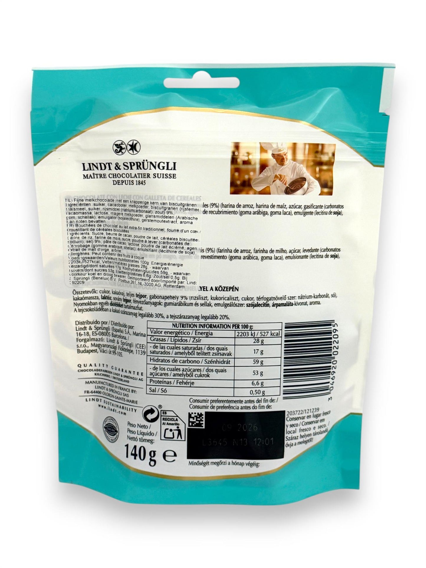 Lindt Crispy Sensation Milk Chocolate Crispy Centre Bag 140g Lindt UK