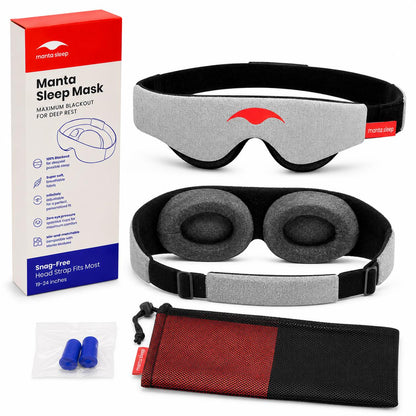 Manta Sleep Mask 100% Blackout Eye Mask Travel Sleep Blindfold with Ear Plugs