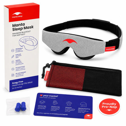 Manta Sleep Mask 100% Blackout Eye Mask Travel Sleep Blindfold with Ear Plugs