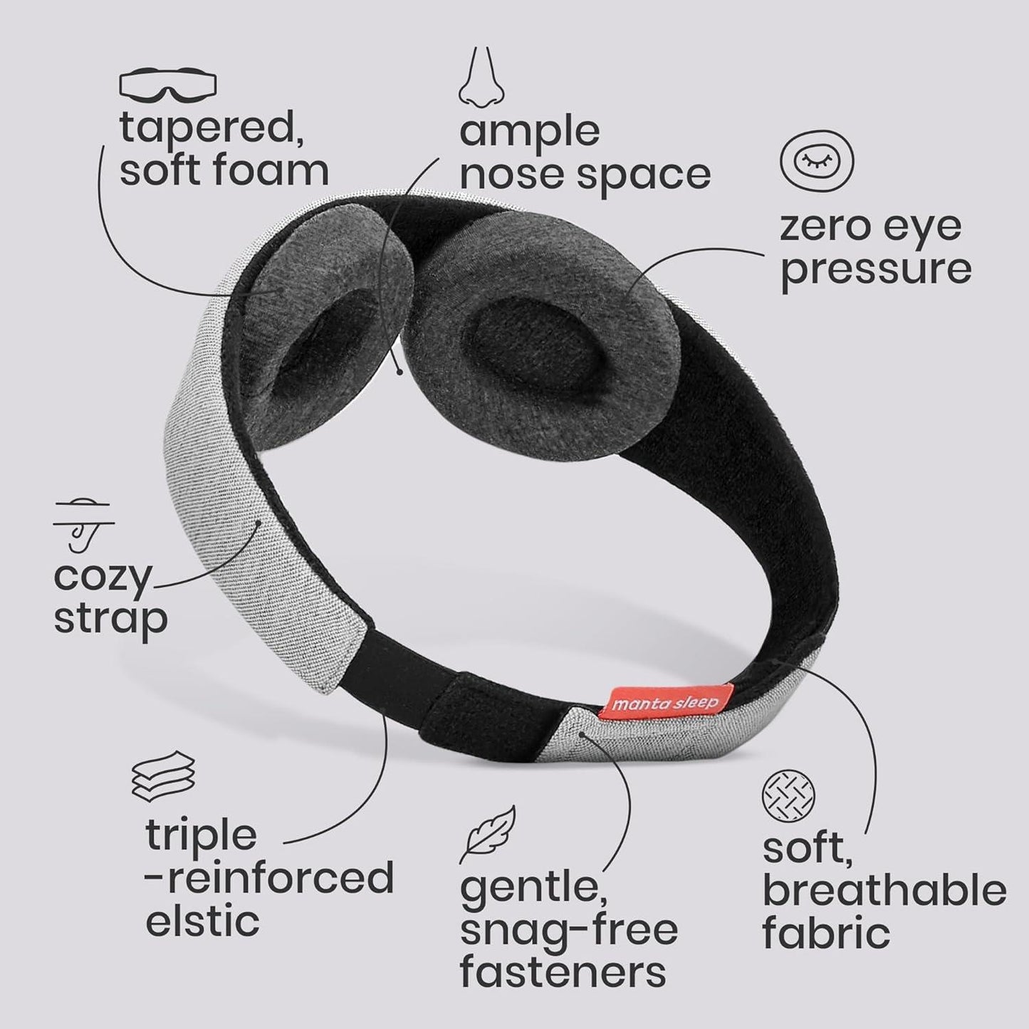 Manta Sleep Mask 100% Blackout Eye Mask Travel Sleep Blindfold with Ear Plugs