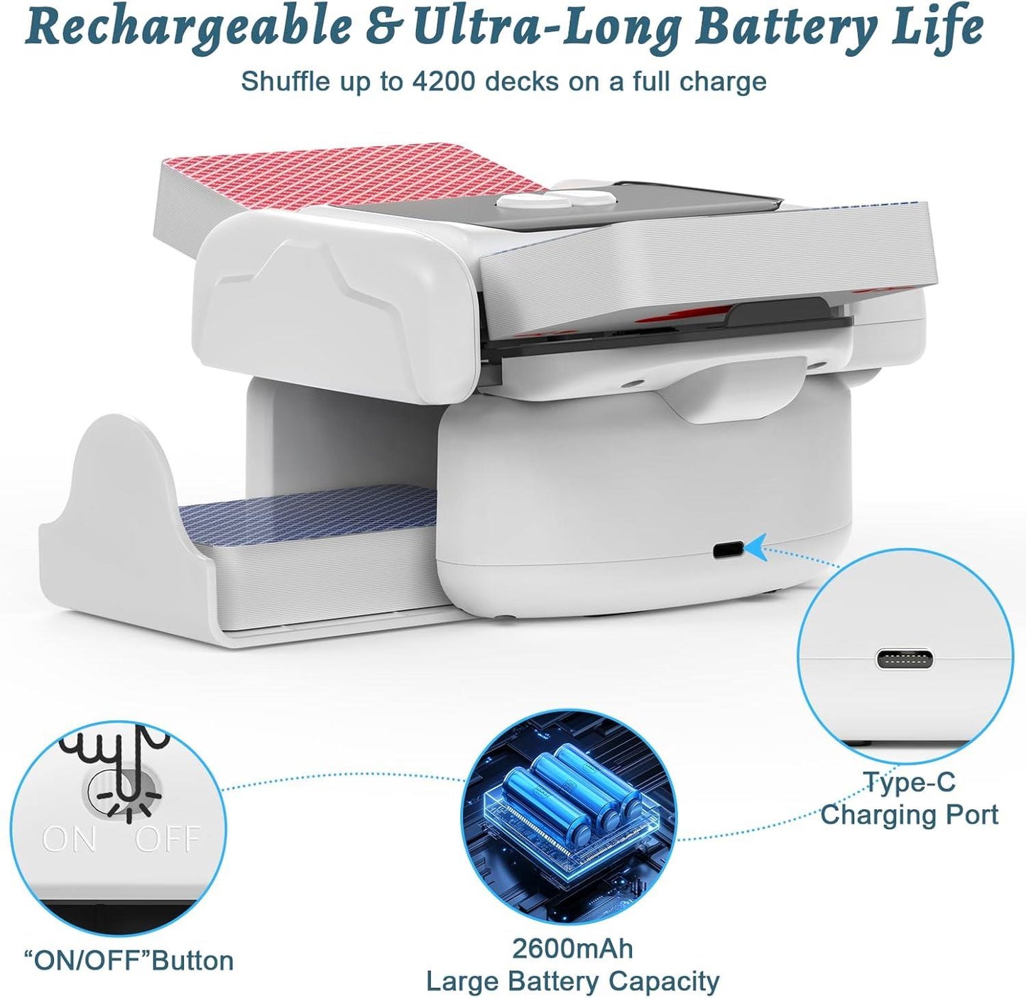 Automatic Card Shuffler 2 Deck Rechargeable Poker UNO Bridge Card Machine