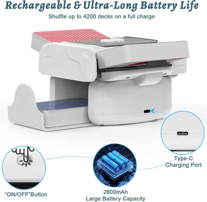 Automatic Card Shuffler 2 Deck Rechargeable Poker UNO Bridge Card Machine