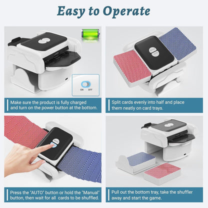 Automatic Card Shuffler 2 Deck Rechargeable Poker UNO Bridge Card Machine