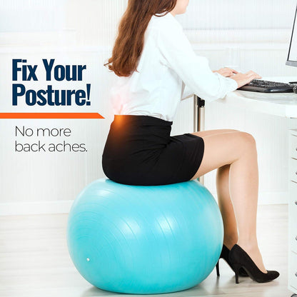 Exercise Ball 65cm Yoga Pregnancy Pilates Gym Ball with Base Ring and Pump
