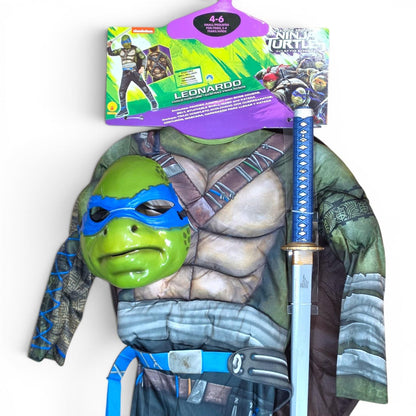 Rubies TMNT Leonardo Fancy Dress Costume 4-6 Years Turtle Ninja Outfit Set