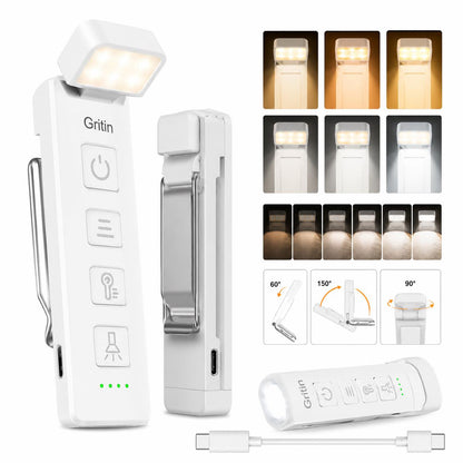 Gritin 2026 Gen 2 Rechargeable Book Light,2-in-1 Reading Light & Flashlight