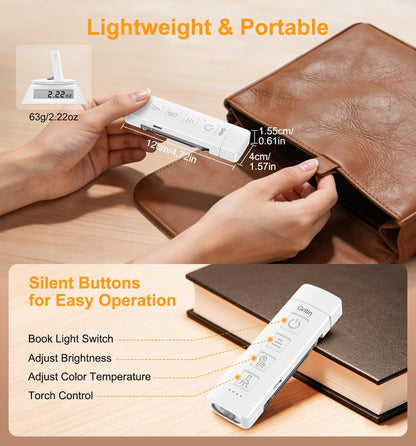 Gritin 2026 Gen 2 Rechargeable Book Light,2-in-1 Reading Light & Flashlight