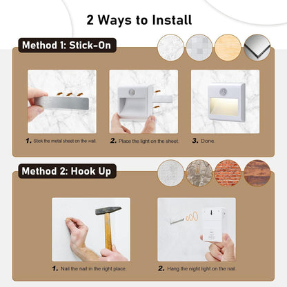 2 Pack Motion Sensor Night Lights Battery Powered LED Stick On Cupboard Lights