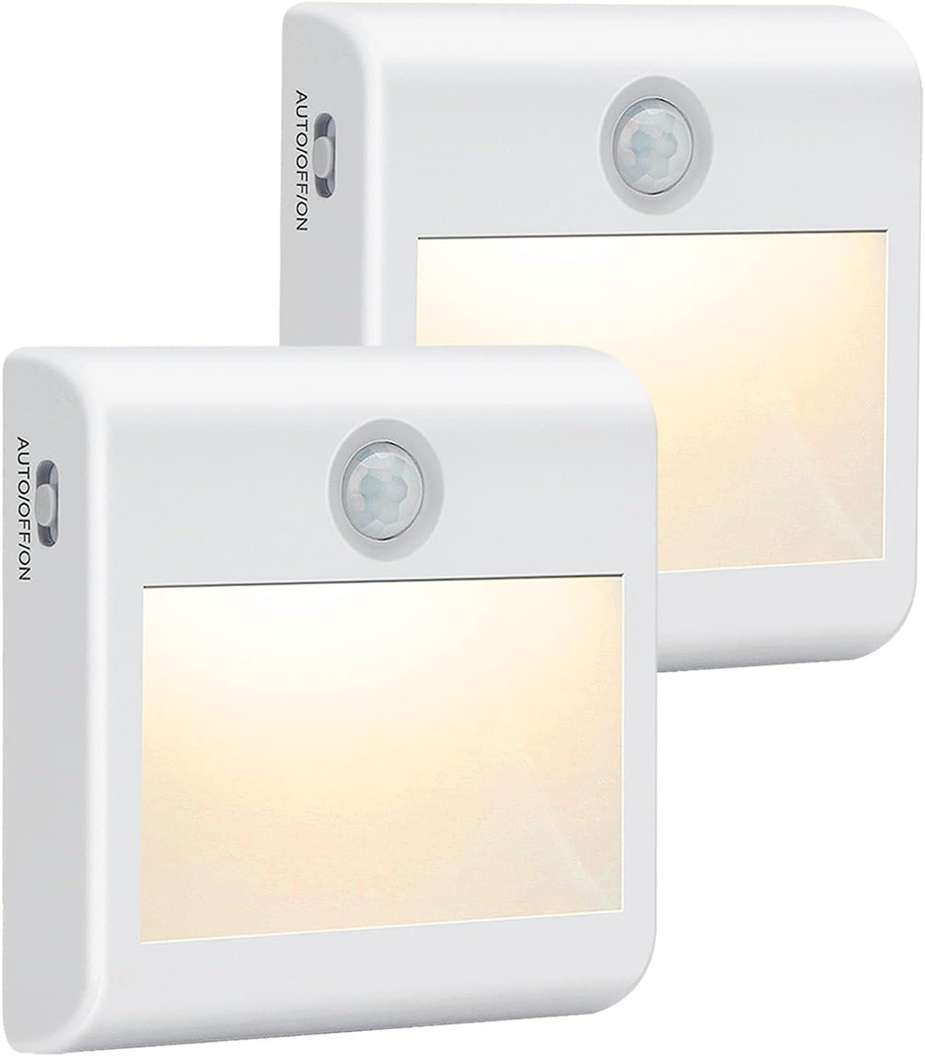 2 Pack Motion Sensor Night Lights Battery Powered LED Stick On Cupboard Lights