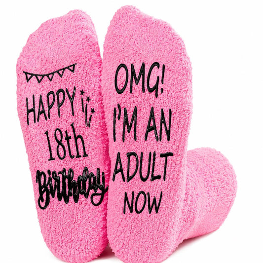 SwirlColor 18th Birthday Socks for Girls, Warm Comfortable Bed Socks Washable Girls Birthday Presents in 18th
