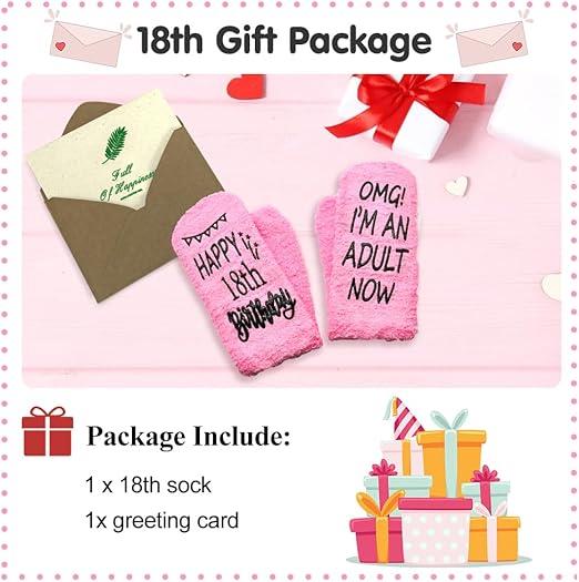 SwirlColor 18th Birthday Socks for Girls, Warm Comfortable Bed Socks Washable Girls Birthday Presents in 18th