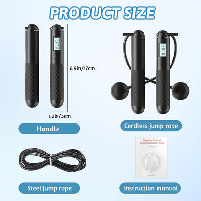 Cordless Skipping Rope with Digital Counter – Adjustable Jump Rope for Fitness Training