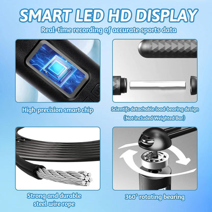 Cordless Skipping Rope with Digital Counter – Adjustable Jump Rope for Fitness Training