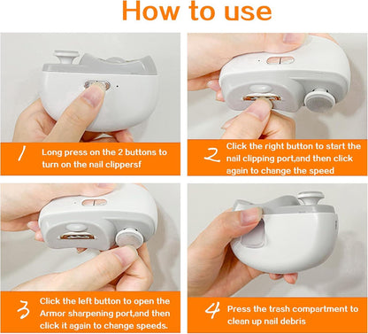 Electric Nail Clipper & Polisher – Automatic USB Rechargeable Nail Trimmer with LED Light