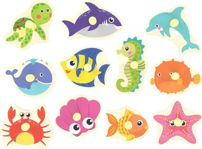 Wooden Sea Animal Peg Puzzle – Educational Montessori Wooden Toy for Toddlers 18+ Months