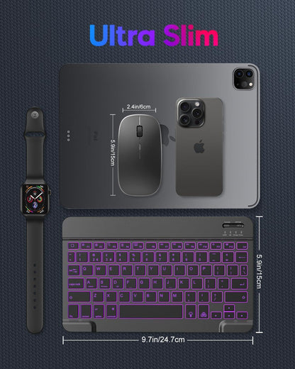 Bluetooth Keyboard & Mouse Set – Rechargeable UK QWERTY Backlit Wireless Combo