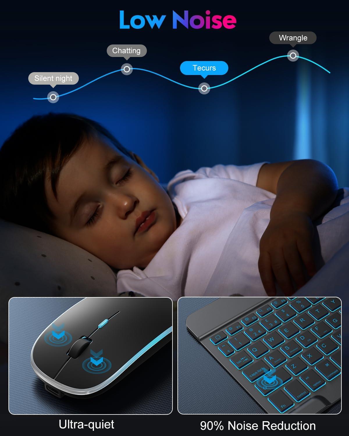 Bluetooth Keyboard & Mouse Set – Rechargeable UK QWERTY Backlit Wireless Combo