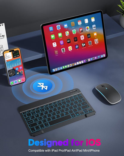 Bluetooth Keyboard & Mouse Set – Rechargeable UK QWERTY Backlit Wireless Combo
