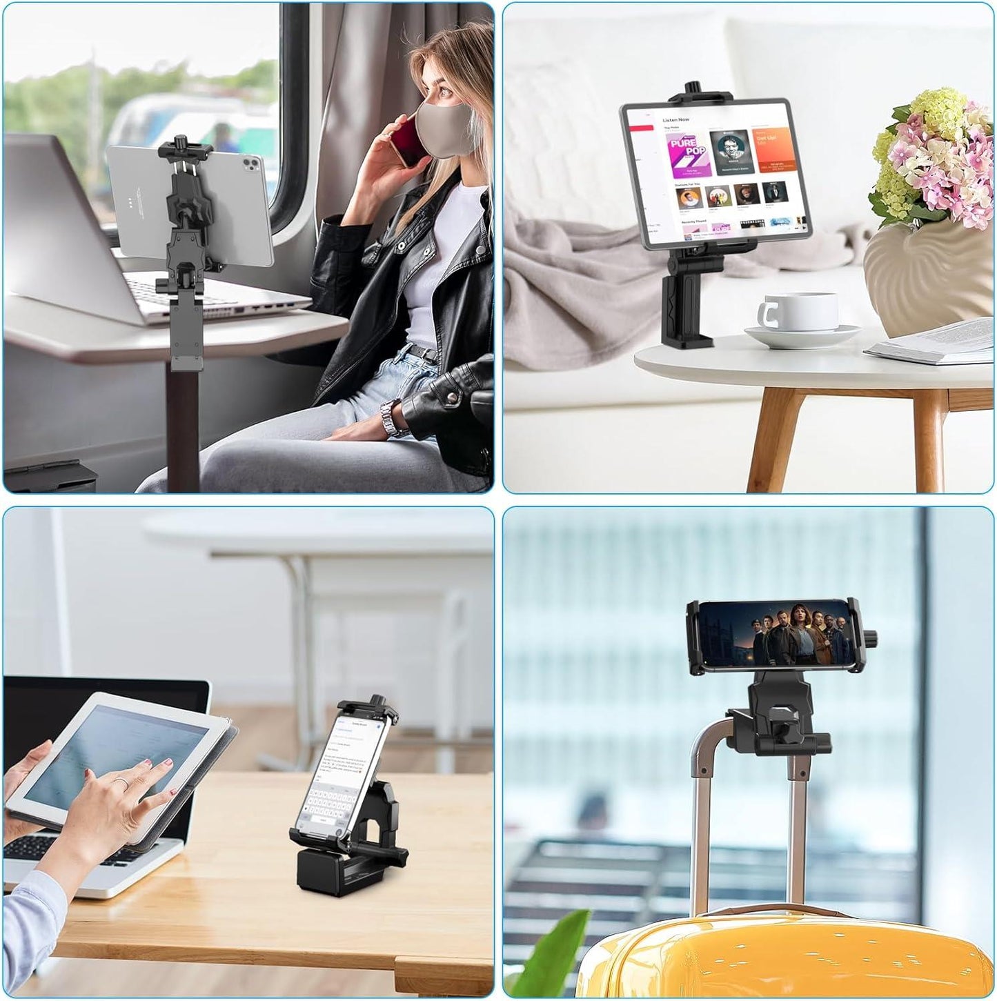 Airplane Tablet Holder Mount – 360° Adjustable Travel Stand for iPad, Phone & Tesla Model 3/Y