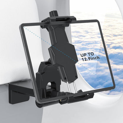 Airplane Tablet Holder Mount – 360° Adjustable Travel Stand for iPad, Phone & Tesla Model 3/Y