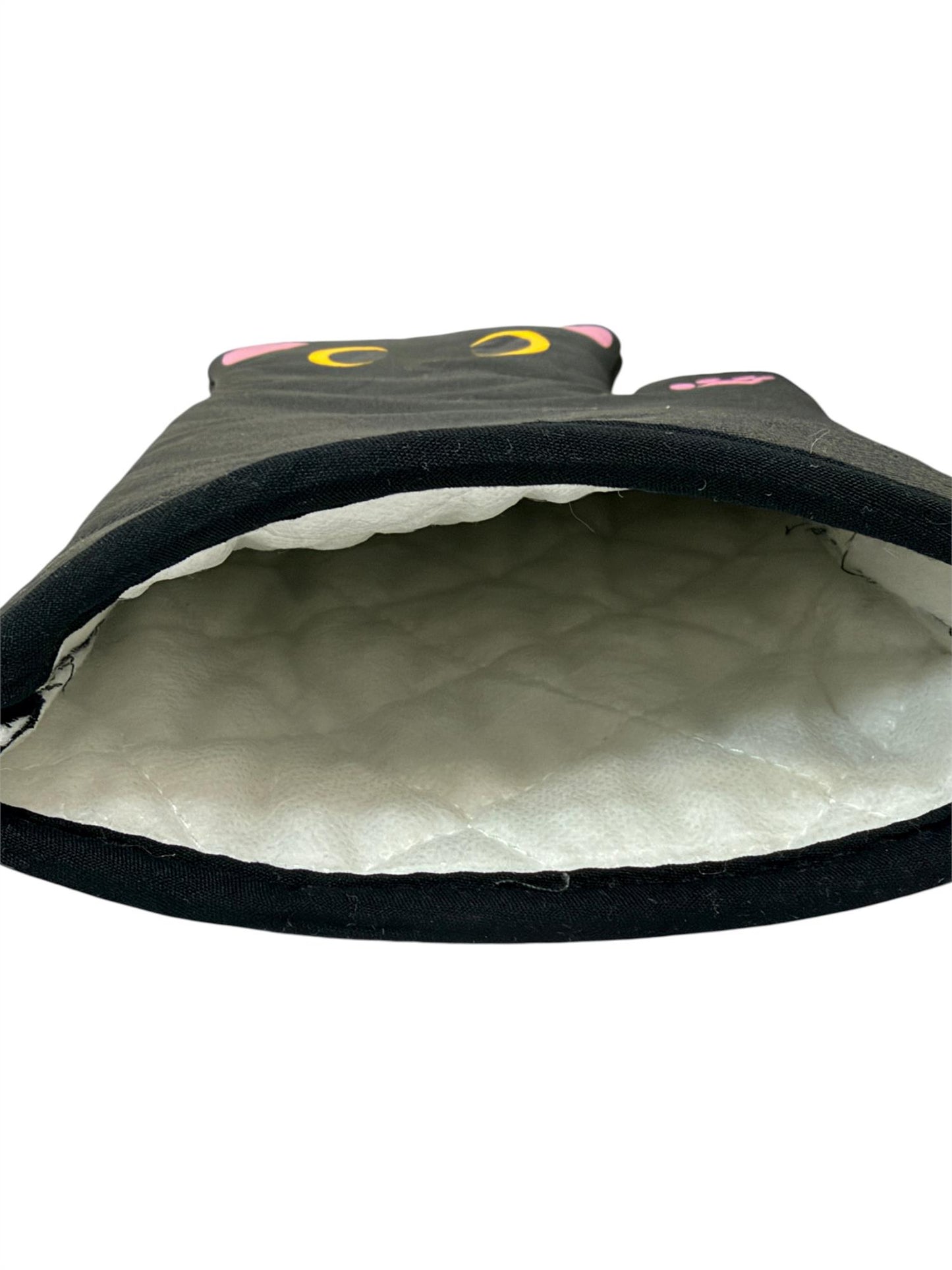 Black Cat Oven Gloves & Pot Holder Set Heat Resistant Kitchen Mitts 3 Piece