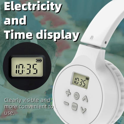 Portable FM Radio Headphones – Digital Stereo Radio with AUX Input, Foldable Design – White