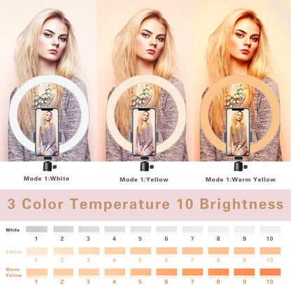 10" LED Ring Light with Tripod Stand & Phone Holder – Dimmable USB Light for Photography, Makeup & Live Streaming