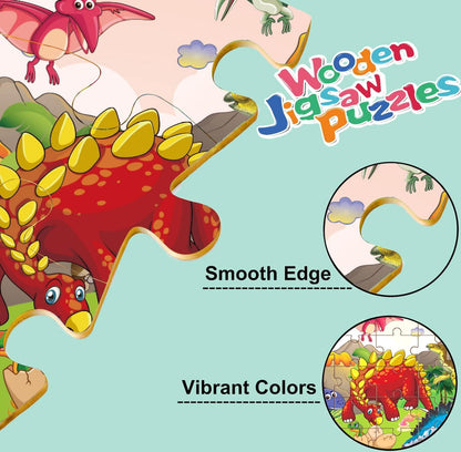 6 Pack Wooden Jigsaw Puzzles for Kids – Educational 30 Piece Puzzle Set for Ages 3–6