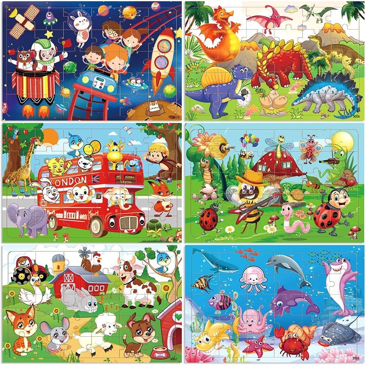 6 Pack Wooden Jigsaw Puzzles for Kids – Educational 30 Piece Puzzle Set for Ages 3–6