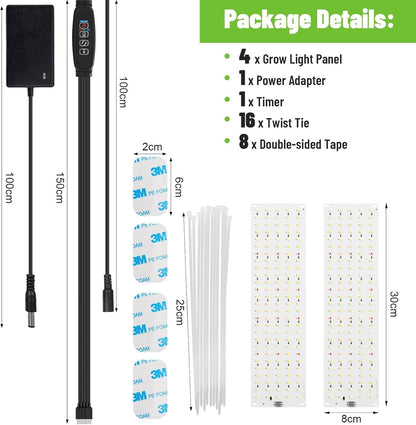 540 LED Full Spectrum Grow Light – 4 Panel Indoor Plant Growing Lamp with Timer