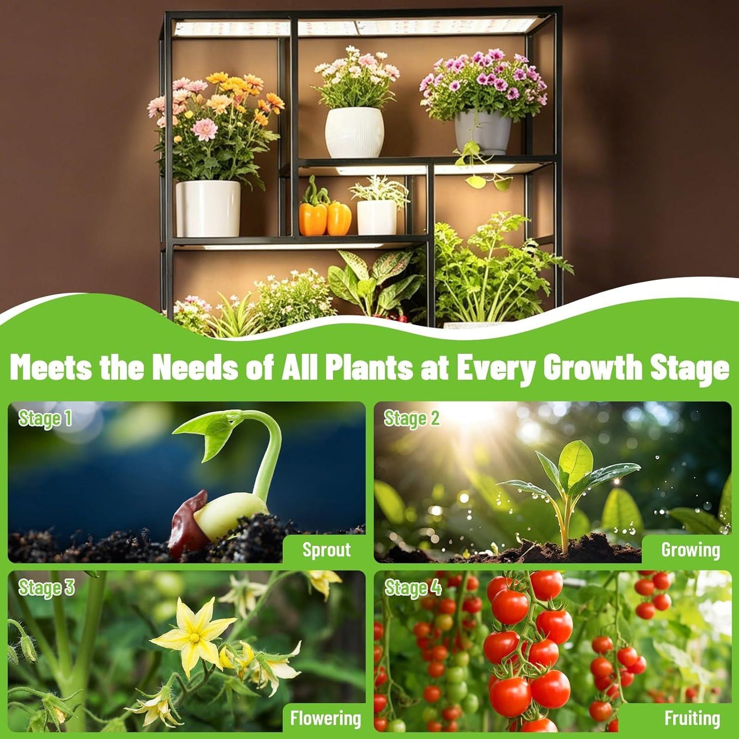 540 LED Full Spectrum Grow Light – 4 Panel Indoor Plant Growing Lamp with Timer